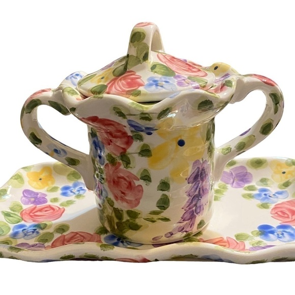 Jardine tabletops unlimited 3 piece hand painted ceramic sugar and cream… - Picture 3 of 11